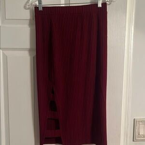 South Moon Under Red Ribbed Midi Pencil Skirt Work